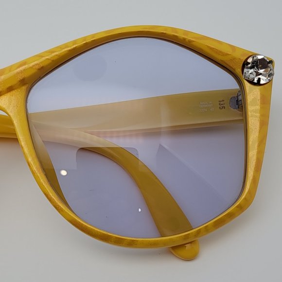 Christian Dior 2224 40 Yellow Tiger Stripe Rhinestone Frame Blue Lens Sunglasses main image 4